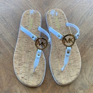 Michael Kors white and gold sandals